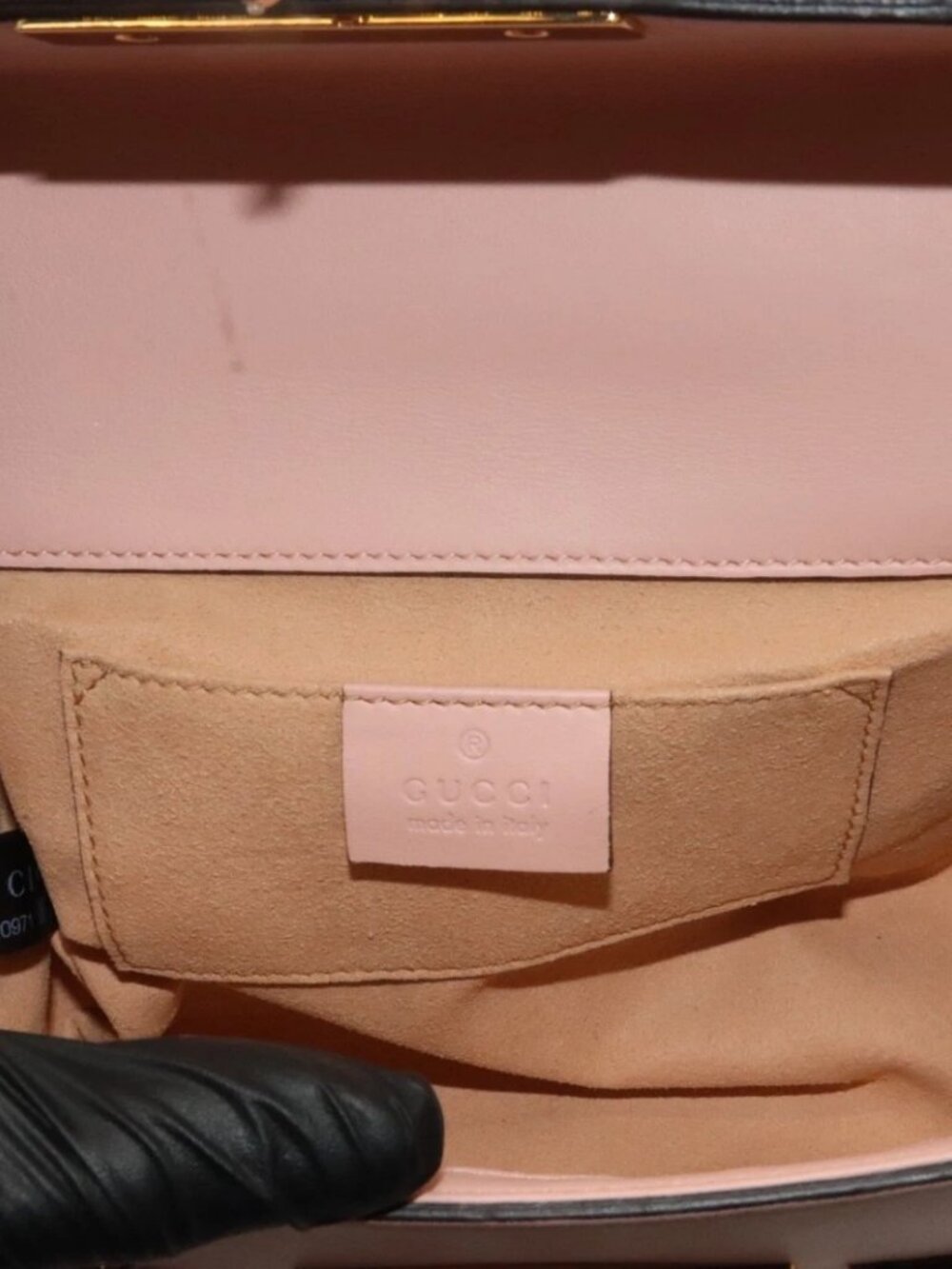 Gucci Calfskin Crystal Star Embroidered Padlock Shoulder Bag - Pink - Picture 14 of 16